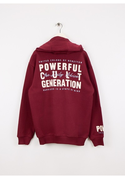 United Colors Of Benetton Bordo Erkek Çocuk Baskılı Sweatshirt 3j68c505g