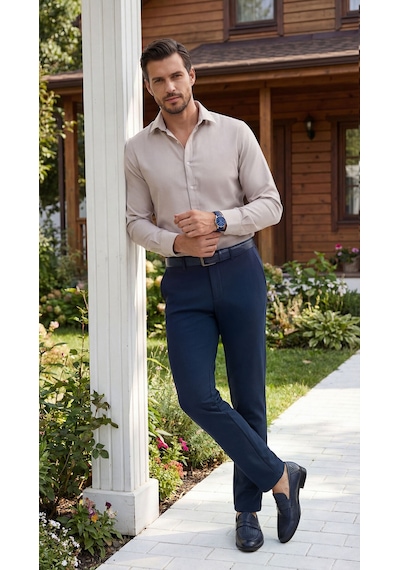 Etikmen Spor Klasik Lacivert Kolay Ütülenebilir Easy Iron Erkek Pantolon Lacivert