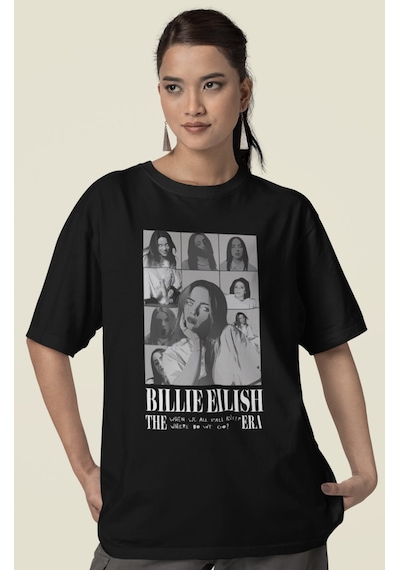 Sevbano Billie Eilish The Eras Tour Tasarım Baskılı Unisex Oversize Şarkı Siyah