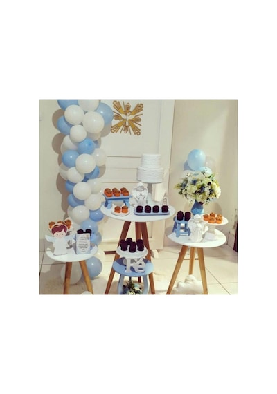 Makaron Mavi Pastel Beyaz Balon Zinciri A