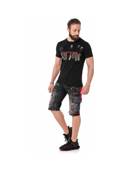 CT733 Taşlı New York Siyah Tişört Siyah