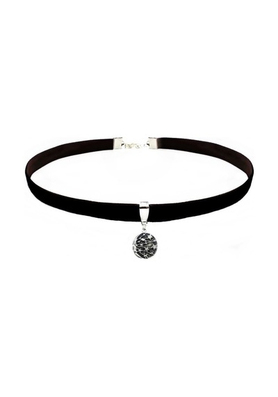 Siyah Renk Kadife Galaksi Choker Kolye Altın