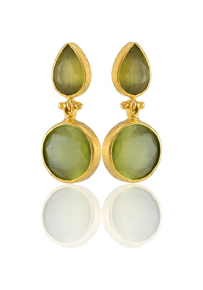 Kadir Jewellery 22 Ayar Altın Kaplama Vintage Küpe -el İşçiliği Ve Hipoalerjenik Küpe Altın - Zeytin Yeşili 75542766