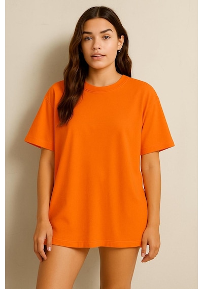 Düz Oversize Unisex Tişört Ycb6 Turuncu