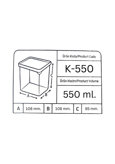 Offbox Kare Bakliyat Baharat Gıda Saklama Kabı - 0.55 Lt. - 12 Adet Antrasit Şeffaf