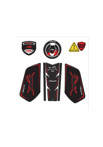 Tvs Apache Uyumlu Tank Pad Seti Kırmızı Siyah Redlinegrafik