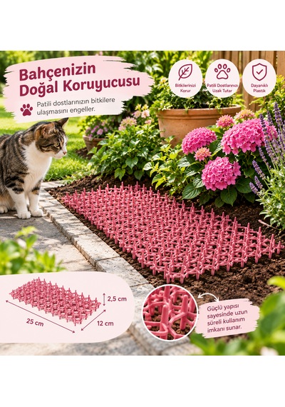 Arkado Kedi Matı Pembe 10 Adet Bahçe Balkon Dış Mekan
