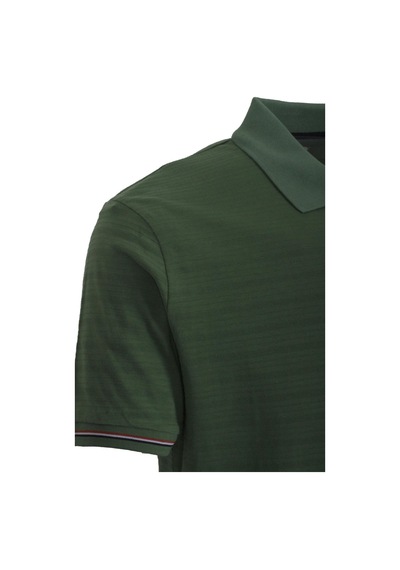 Erkek Polo Yaka Tişört Olive Dokulu Slim Fit Ribanalı Kol T-shirt Ncs Jeans 1152-olive Yeşil