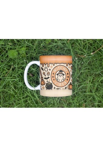 Witchy Vibes Halloween Kupa Cadı Enerjili 3d Görünümlü - Kabartmasız Beyaz