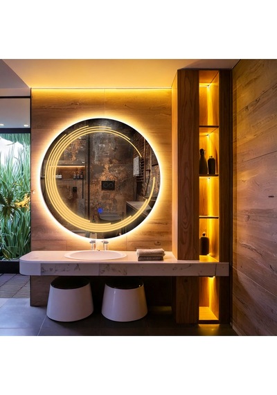 Nova Led'li Kumlamalı Lavabo & Banyo Aynası Dokunmatik Sensörlü 80 X 80 Turuncu