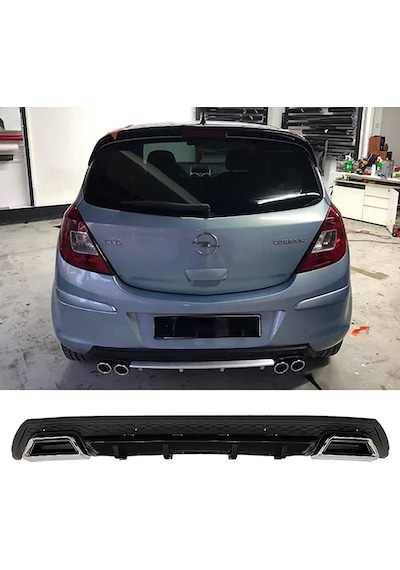 Opel Corsa D Uyumlu Siyah Difüzör Çiftli Kare Egzoz Görünümlü D Tip Difizör