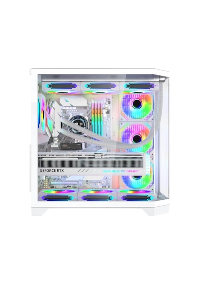 F-7 Edge 7x Argb Pwm Fan Beyaz Atx Akvaryum Gaming Kasa Oyuncu Kasası