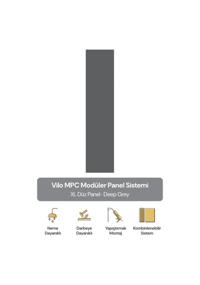 Vilo Mpc Xl Düz Duvar Paneli Deep Grey 265cm Yapıştırmalı Montaj - Neme Ve Darbeye Dayanıklı