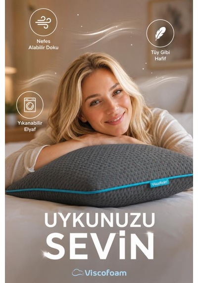 60 40 Cm Viscofoam Elyaf Yastık 2x Gri