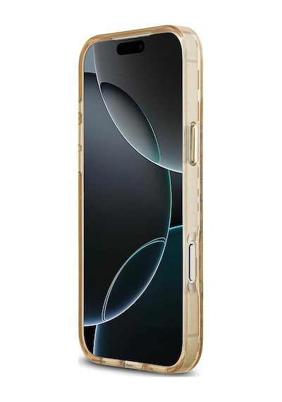 Apple Uyumlu iPhone 17 Pro Max  Kılıf Guess Lisanslı M-safeli Üçgen Logolu Simli Leopar Desenli Kahverengi Kahverengi