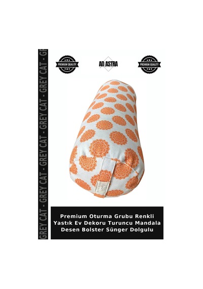 Premium Oturma Grubu Renkli Yastık Ev Dekoru Turuncu Mandala Desen Bolster Sünger Dolgulu