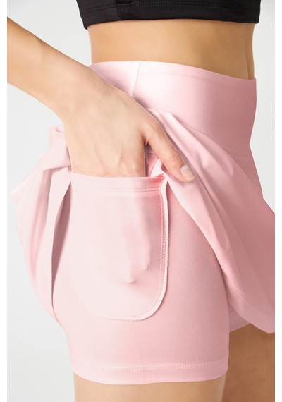 Los Ojos Pembe 2 Katmanlı Tenis Eteği - Spor Etek Tennis Skirt Pembe