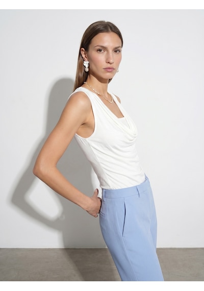 Dilvin 32895 Degaje Yaka Top-ekru