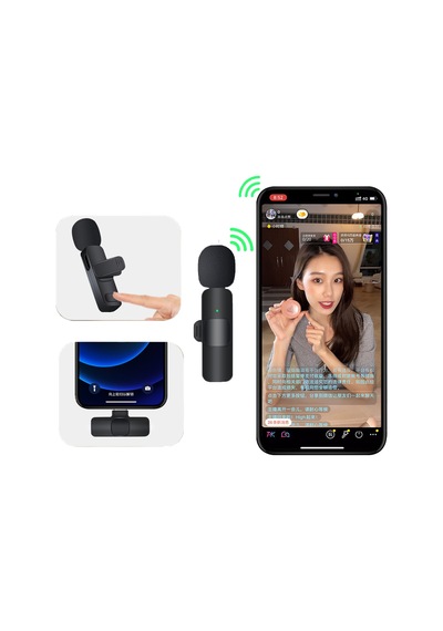 Type-c Girişli Çift Kablosuz Yaka Mikrofonu Apple Uyumlu iOS Android Wireless Mikrofon Seti Yayın Vlog Kayıt