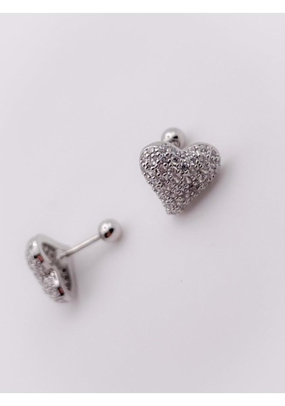 Lexroo Full Taş Kaplı Bombeli Kalp Figürlü Kıkırdak Helix Tragus Piercing 1adet Çok Renkli