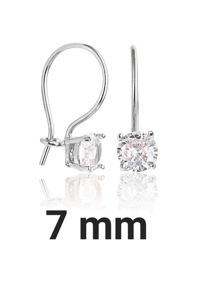 925 ayar Gümüş Rodyum kaplama 7 mm Tektaş Mengeç küpe