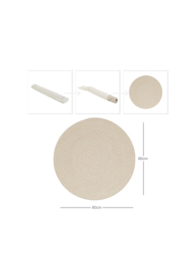 Ocean Home Textile Yıkanabilir Bej Kırçıllı Pamuklu Halı Kilim 80 Cm Çap