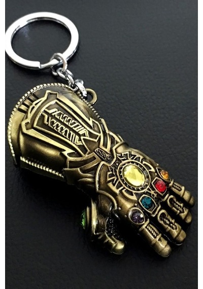 Thentech Thanos Eldiveni Şeklinde Sonsuzluk Taşları İle Metal İşlemeli Anahtarlık 2 Adet Hediyelik Anahtarlık