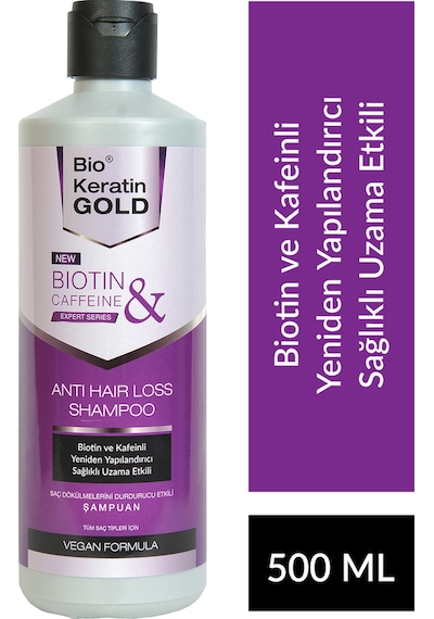 Bio Keratin Gold Biotin & Kafein Dökülme Karşıtı Hızlı Uzama Etkili Şampuan 500 ML