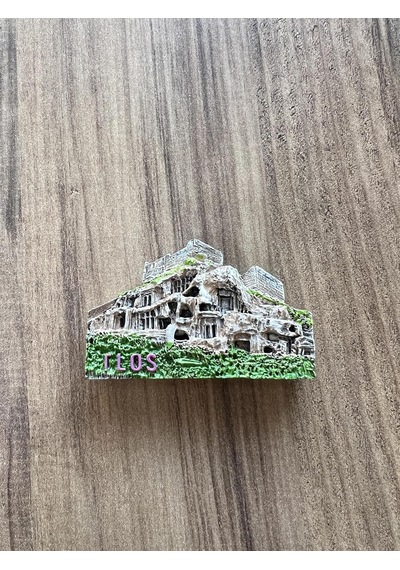 Magnet Tlos Antik Kent, Dekoratif Mıknatıslı Antik Şehir Tasarımı, Beyaz Ve Yeşil, El Yapımı Hediyelik Eşya