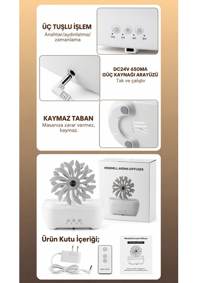 Değirmen Hava Nemlendirici Aroma Difüzörü Aromaterapi Rgb Ledli Buhar Makinesi