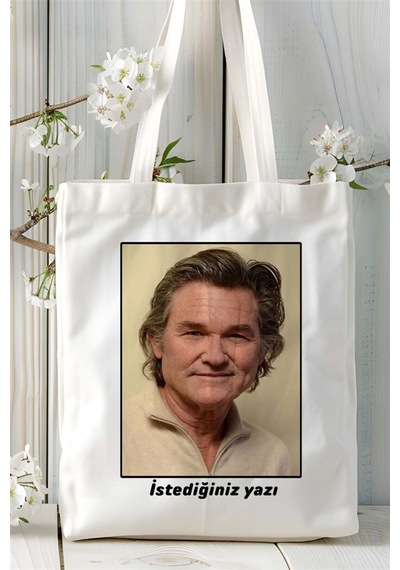 Art Hediye Kurt Russell Baskılı Bez Çanta Omuz Çantası Kişiye Özel Desen 2 Çok Renkli