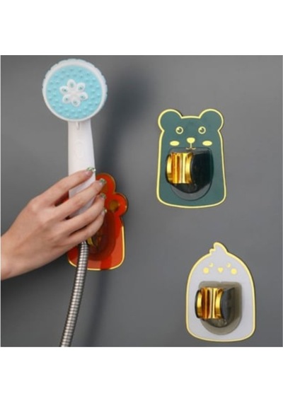 Hayvan Figürlü Yapışkanlı Duş Başlığı Tutucu Hareketli Banyo Duş Askısı 11 cm