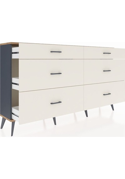 Arges Konsol 6 Çekmeceli 176x30x99 Antrasit-çam/aytaşı Atlas Çam/aytası - Antrasıt