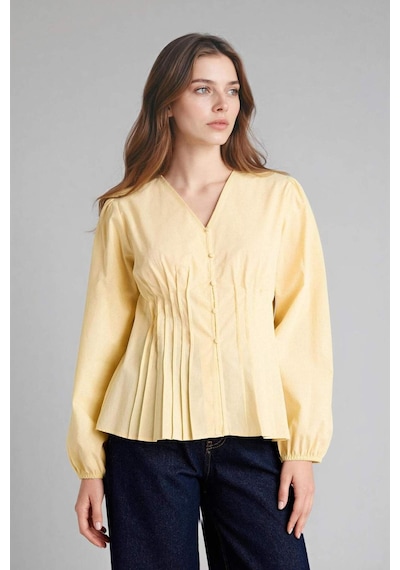 Defacto Regular Fıt Poplin Uzun Kollu Tunik H0280ax26spyl251 Sarı-yl251