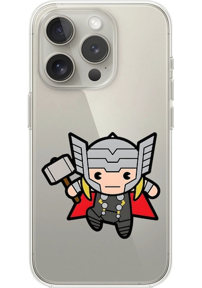 Apple Uyumlu iPhone 12 Pro Max Şeffaf Kılıf Chibi Thor 5 Tasarımlı