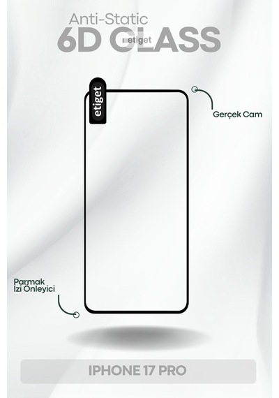 Apple iPhone Uyumlu 17 Pro Esd Antı-statıc Cam Ekran Koruyucu 6d Glass