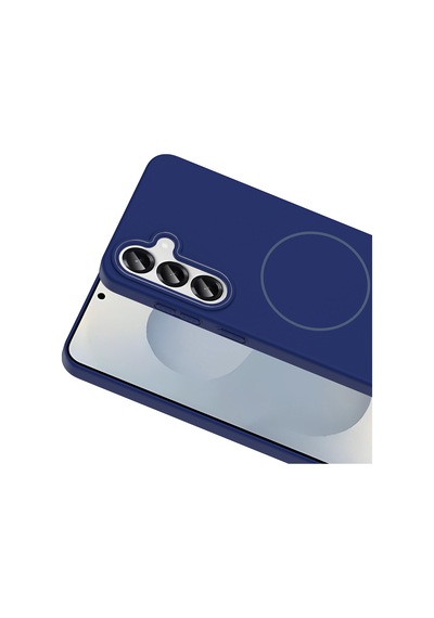 Galaxy Uyumlu S25 Kılıf Magsafe Şarj Özellikli Ruby Sert Kılıf Lacivert