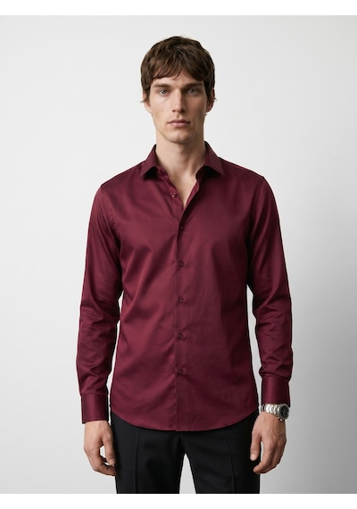 Baselco Elegance Pamuk Saten Slim Fit Gömlek Tycf089711362430754e40e08 Bordo
