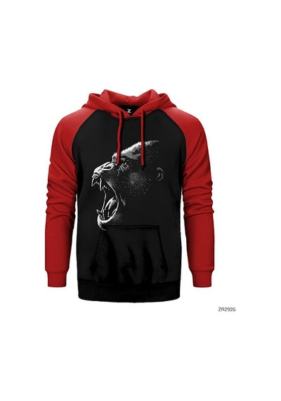 King Kong Face Kırmızı Renk Reglan Kol Sweatshirt / Hoodie