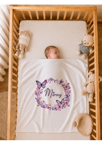 Pia Baby Kişiye Özel Kız Bebek Tulum Set 4 Parça %100 Pamuk İsimli Organik Baskılı Battaniyeli 1090btyx Ekru