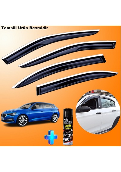 Skoda Scala Mügen Cam Rüzgarlığı Abs Nikelaj Krom Cam Rüzgarlığı 2020 Sonrası + Ebrayn Lastik Parlatıcı