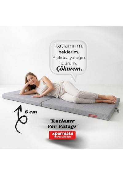 Xpermate Katlanır Yatak Yer Yatag I 70x180x6 Gri 2yktlnr