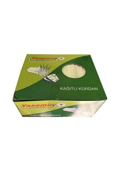 Yasemin Kağıt Sargılı Kutulu Ahşap Kürdan - Standart Boy - Ort. 400 Adetlik 1 Paket