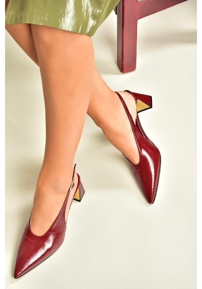 Fox Shoes U654080009 Bordo Kalın Topuklu Kadın Ayakkabı Bordo