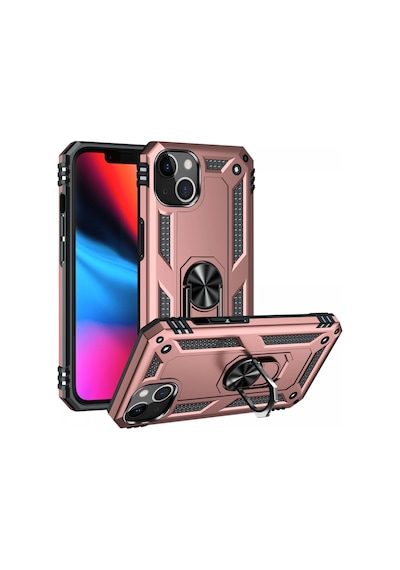 Uray Store Apple iPhone Uyumlu  14 Plus Kılıf Sofya Yüzüklü Silikon Kapak - Rose