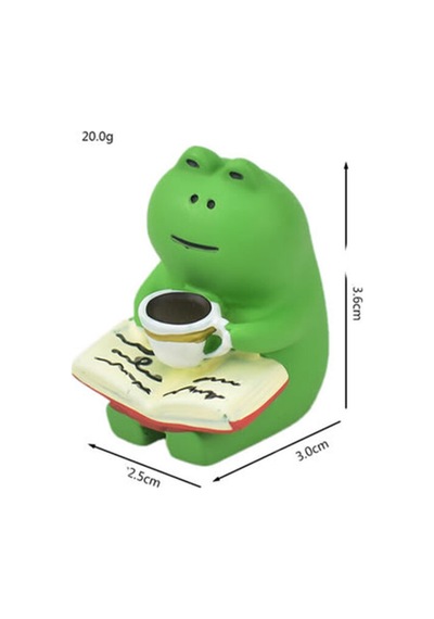 Kitap Okuyan Kurbağa Mini Figür
