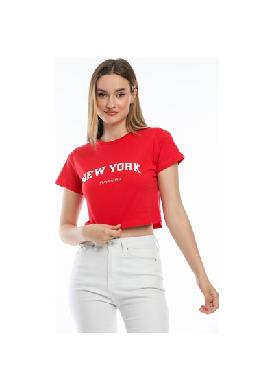 Kadın Newyork Baskılı Tişort Spr21y15 001