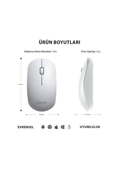 Philips SPK7315 Kablosuz 1200DPI 3 Tuşlu Optik Mouse