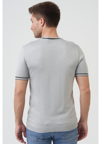 White Stone Seattle 16024 Slim Fit Sıfır Yaka T-shirt Gri - Gri