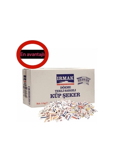 Irmak Tek Sargılı Küp Şeker 5 Kg Hijyenik, Pratik Ve Toplu Tüketim İçin Ekonomik Büyük Paket Tekli